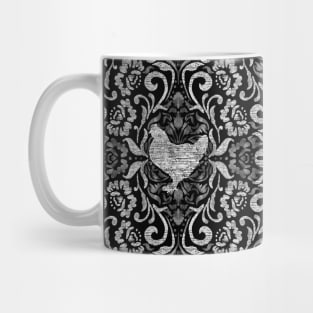 Black and White Hen Damask Mug